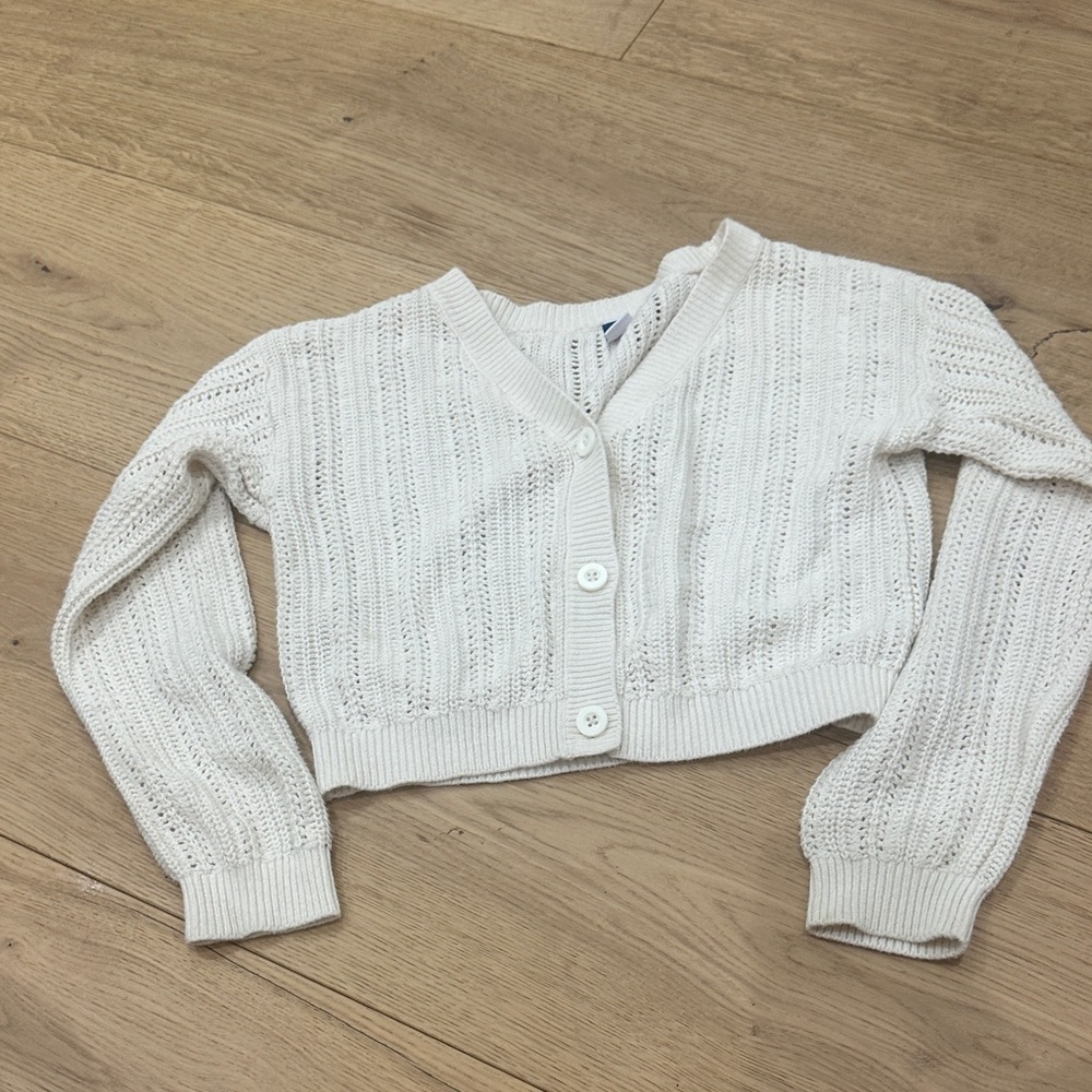 Old Navy Cream Knit Cardigan Sweater 8